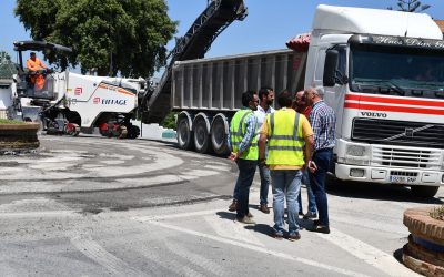 Visita a los trabajos de asfaltado en la zona de Cuatro Vientos, en San Roque Ciudad