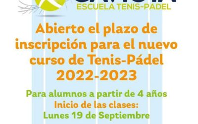 Arranca la temporada para las escuelas municipales de Tenis-Pádel