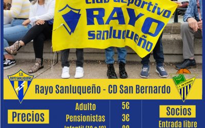 Duelo de líderes este domingo, en el partido entre el Rayo Sanluqueño y el CD San Bernardo