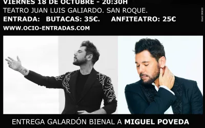 Miguel Poveda actuará este viernes en el Teatro y recibirá el galardón de la V Bienal Canela de San Roque