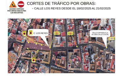 Cortes de tráfico por obras en la calle Los Reyes