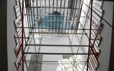 Visita a las obras de reparación de la cúpula del edificio del Ayuntamiento
