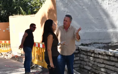 Obras de acerado cerca del parque canino de Campamento