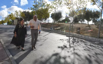 Obras de acerado y luminaria en la calle Ébano, en el polígono La Pólvora