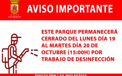 El Ayuntamiento de San Roque realizará trabajos de desinfección en el parque infantil y el parque canino de Campamento