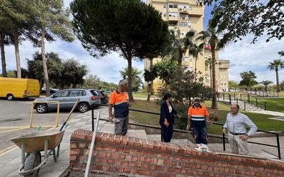 Visita a obras de acerado en el Pasaje de Miraflores